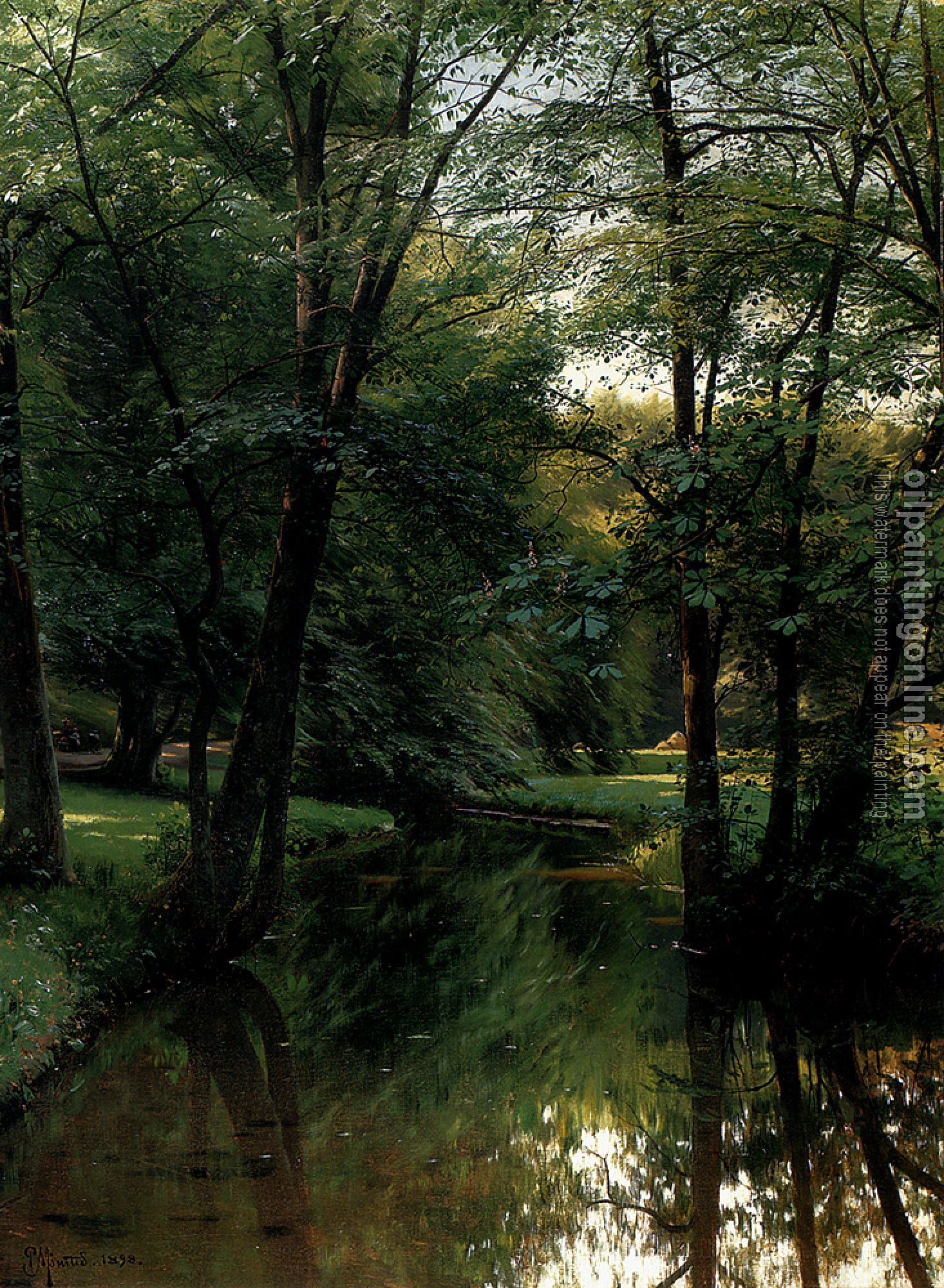 Monsted, Peder Mork - Figures Resting In A River Landscape